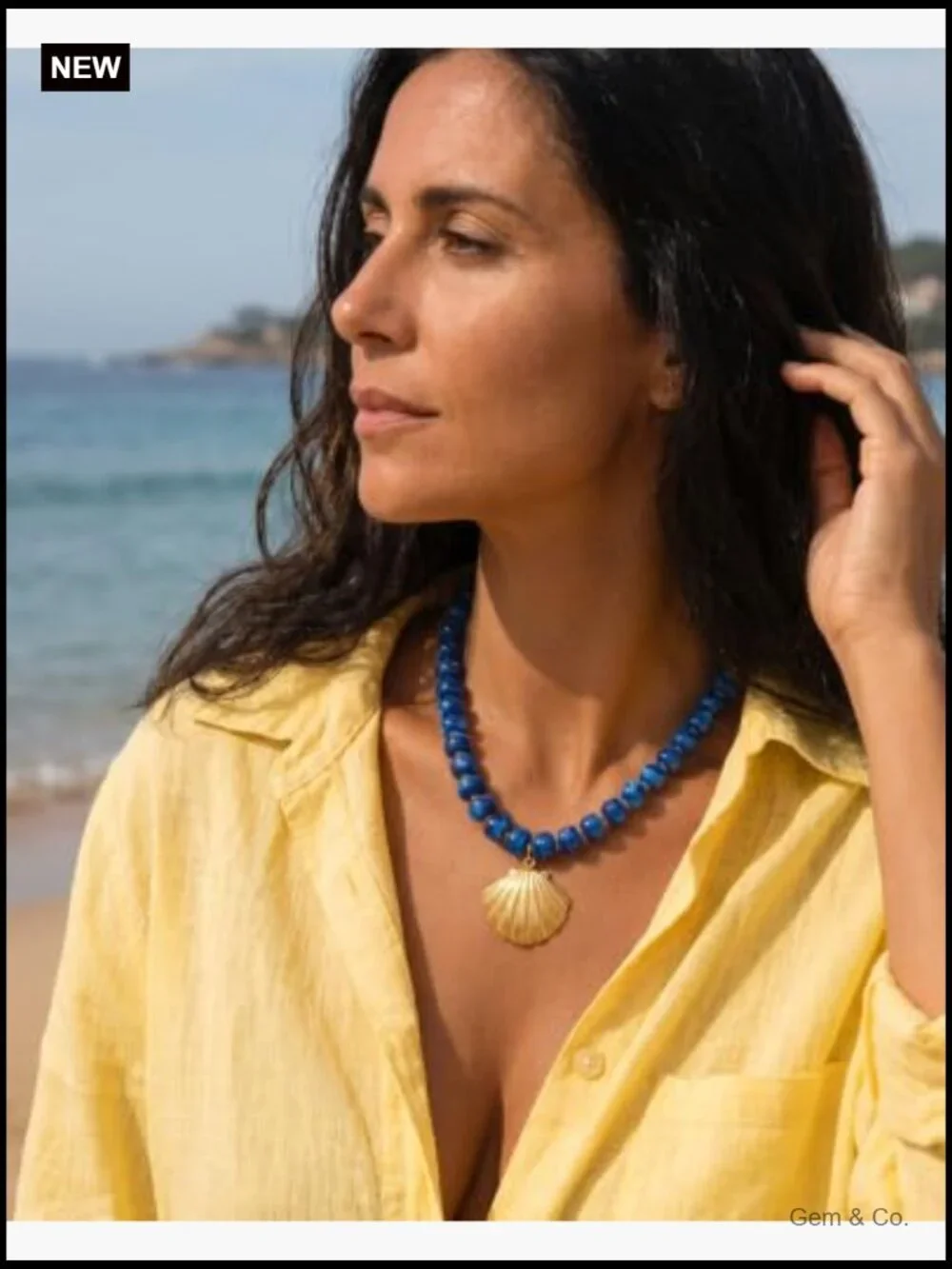 Chunky Beaded Necklace with Starfish & Shell Pendants Nautical Jewelry